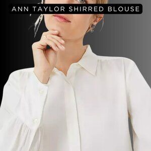 Ann Taylor Shirred Yoke Blouse – Winter White, Size LP